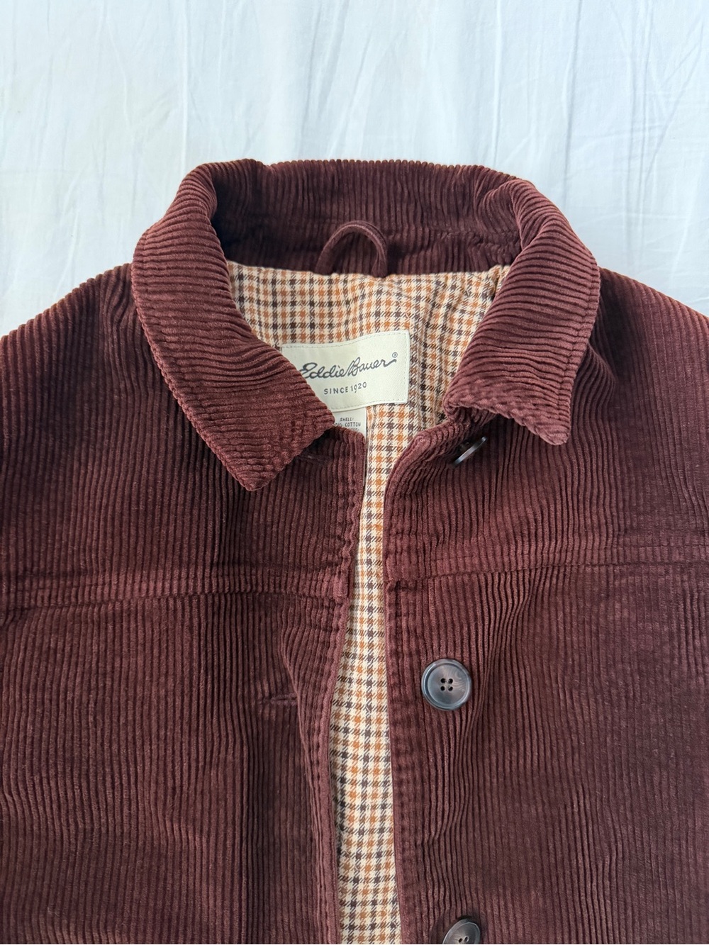 Eddie Bauer Corduroy Shirt barn Jacket in Dark Brown - Picture 2 of 8